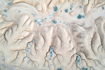 Aerial View of Natural Erosion Patterns in Arid Landscape