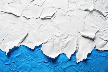 White paper on blue background