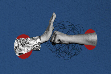 Composite trend artwork sketch image photo collage of abuse harassment victim violence incognito...