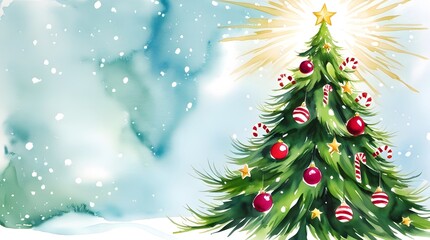 Obraz premium watercolor painting of a christmas tree