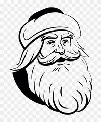 Santa Claus. Saint Nicolas. Father Christmas. Vintage Santa Claus head. Silhouette. Symbol of New Year and Christmas. Vector flat illustration on transparent background
