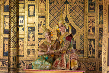 Pantomime (Khon) is traditional Thai classic masked play enacting scenes from the Ramayana with a...
