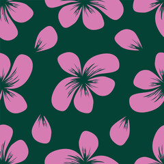 Abstract seamless pattern with plants, herbs and flowers, botanical illustration.