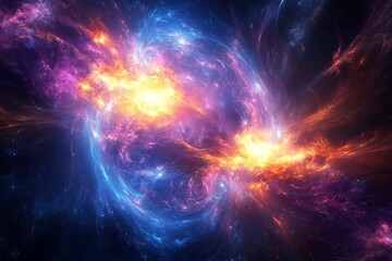 Obraz premium Cosmic swirls of blue, purple, and orange energy.