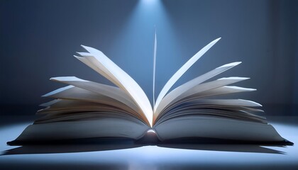 An open book illuminated from above.