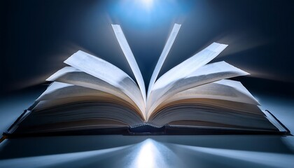 Fototapeta premium An open book with pages fanned out dramatically.