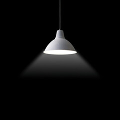Hanging light bulb on a dark background showcasing illumination and innovation