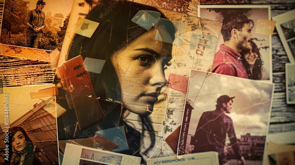 Aufkleber creative photo collage with personal memories and blank space for custom text. generative ai