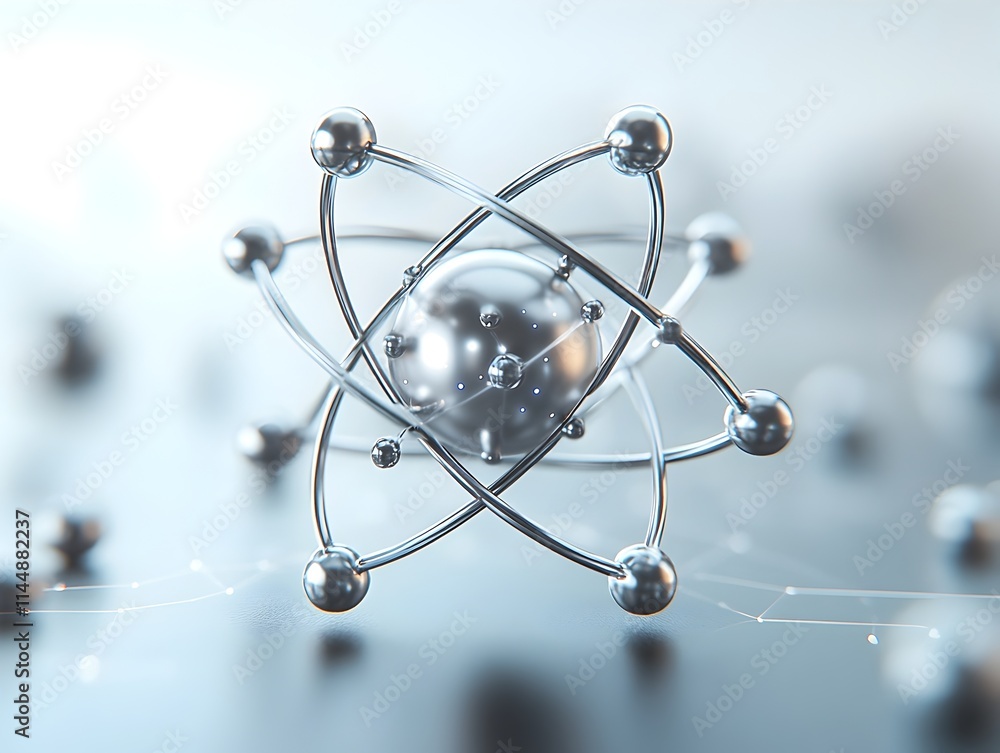 Aufkleber detailed cutaway view of a technetium atom revealing its internal structure and cutting edge applica