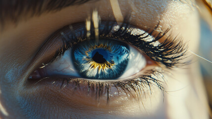 Close-Up of a Human Eye with Reflective Detail