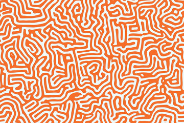 Abstract Orange and White Pattern with Organic Maze Design