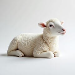 Obraz premium Soft White Sheep Resting Peacefully Indoors During Daylight