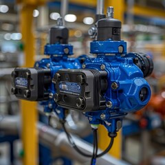 Close-up of a gas leak detection sensor, showing precise components, in an industrial setting.