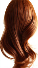 Fototapeta premium Beautiful Flowing Wavy Red Hair Close-Up on White Background