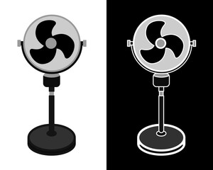 Illustration of electric fan provides a refreshing breeze, effectively cooling down heat during hot days. Its adjustable speed settings and oscillation features enhance comfort, for summer appliance