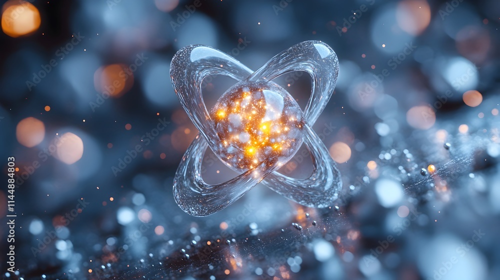 Poster macro close up of a technetium atom showcasing its unique properties and applications in medical ima