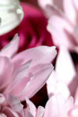 Fototapeta premium Pretty Pink White Flower Petals Abstract Close Up of Boquet