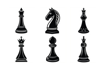 6-bundle template chess piece of king,rook,bishop,queen,knight and pawn vector (2)