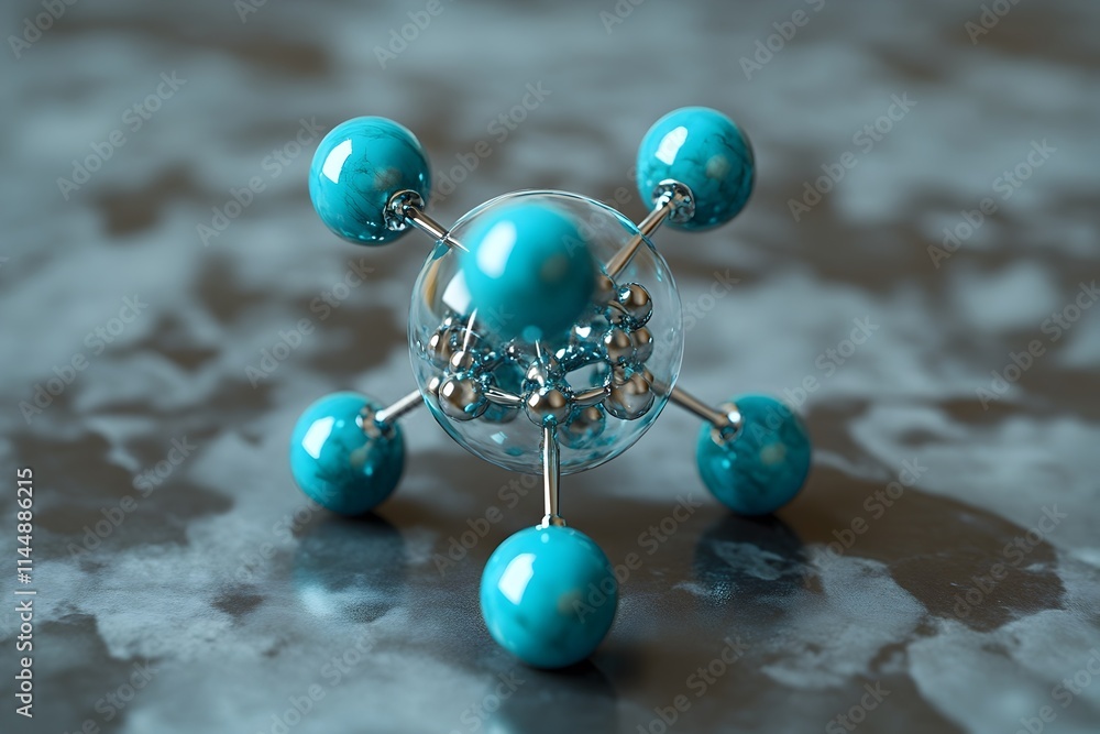 Poster 3d model of a technetium atom showcasing its internal structure and the unique properties that make 