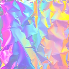 Fototapeta premium A vibrant holographic foil background featuring an array of colorful, shimmering patterns and reflections.