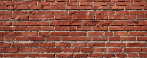 Fototapeta premium Close-up of red brick wall with uneven texture, material, detail
