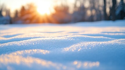 Winter sunset snow field.