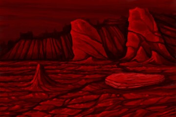 Alien landscepe, concept art, science fiction illustration - digital painting 