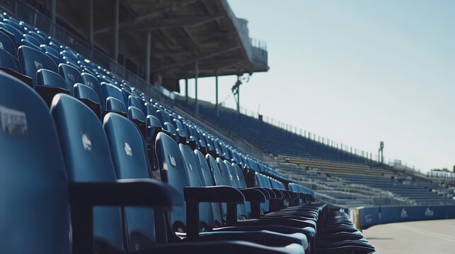Empty stadium seats, a silent testament to the absence of fans, symbolizing the void left by the lack of human connection and shared experiences in the face of challenges.