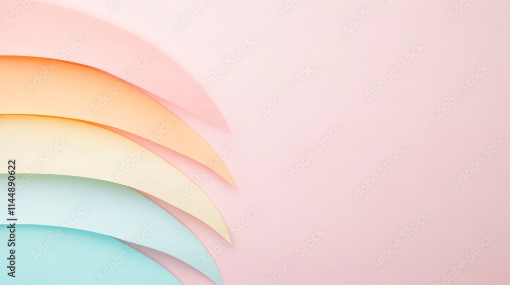 Poster soft pastel abstract with geometric curves and minimalist design