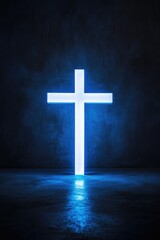Lighted Cross in Dark Room