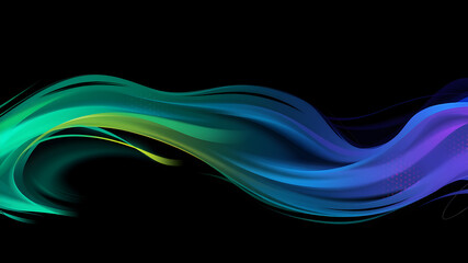 Obraz premium Abstract hand painted multi color brush strokes.on a black background AI generated image, ai.