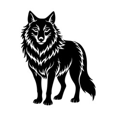 wolf silhouette, black and white silhouette, vector and illustration