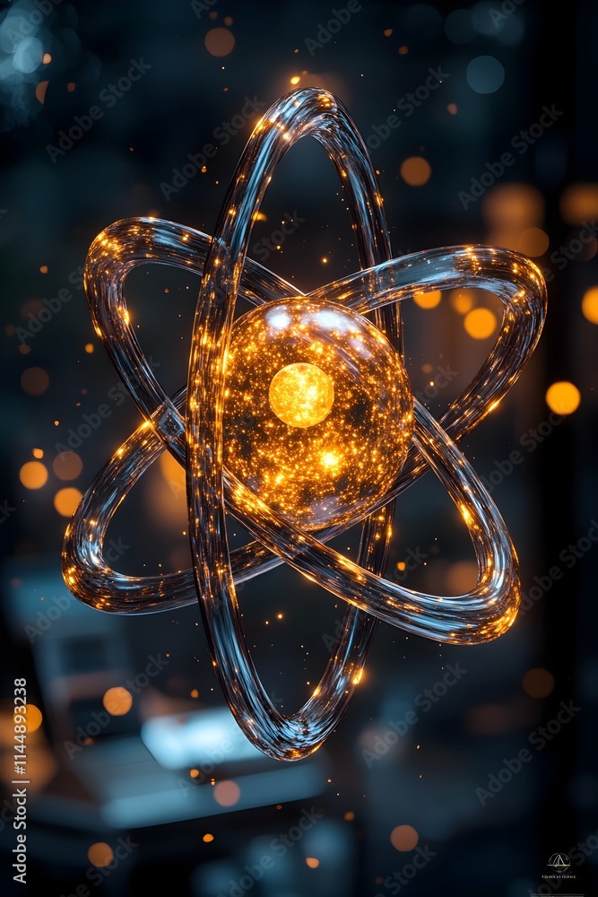 Aufkleber detailed 3d representation of a technetium atom showcasing its electron and applications in advanced