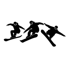 Clean black and white vector silhouette of skating on white background