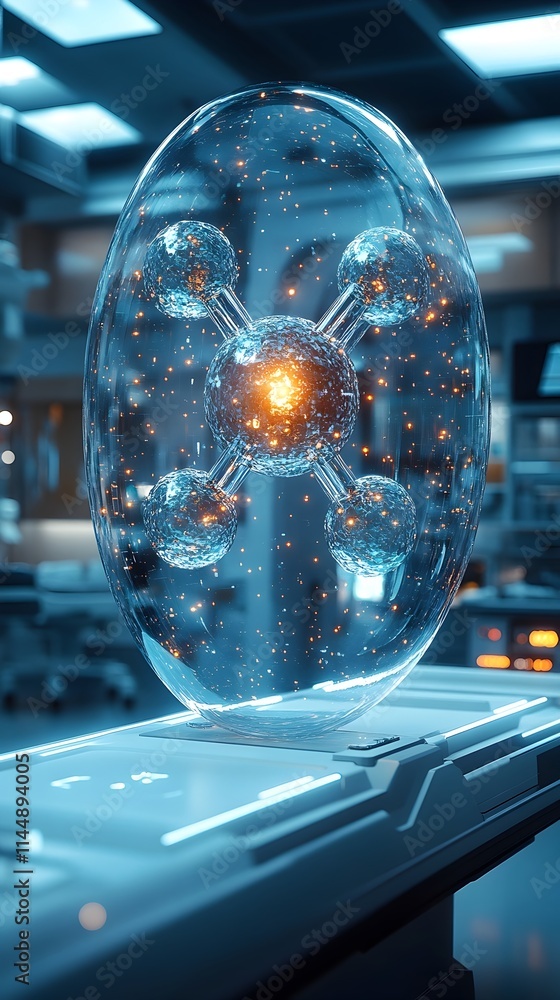 Aufkleber detailed 3d visualization of technetium atom s electron structure and its vital applications in medi
