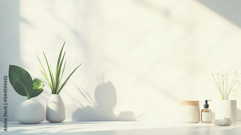 Poster clean minimalistic representation of wellness concepts displayed as icons on matte white surface und