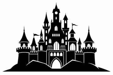 Obraz premium castle line art silhouette vector illustration