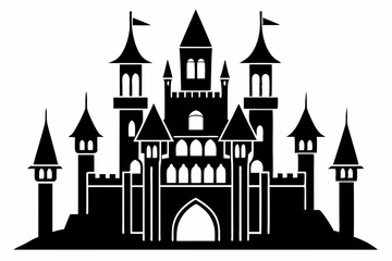 Fototapeta premium castle line art silhouette vector illustration
