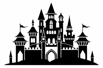 Obraz premium castle line art silhouette vector illustration