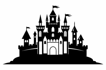 Obraz premium castle line art silhouette vector illustration