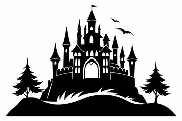 Obraz premium castle line art silhouette vector illustration