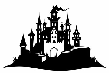 castle line art silhouette vector illustration