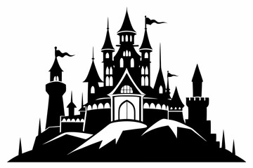 Obraz premium castle line art silhouette vector illustration
