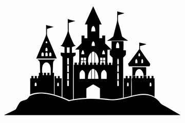 castle line art silhouette vector illustration