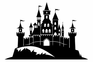 castle line art silhouette vector illustration