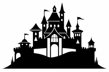 Fototapeta premium castle line art silhouette vector illustration