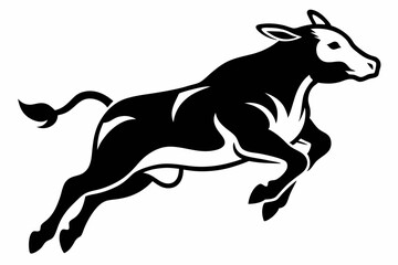 cow jumping line art silhouette vector illustration