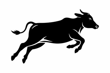 cow jumping line art silhouette vector illustration