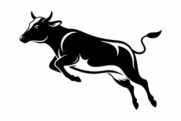 cow jumping line art silhouette vector illustration