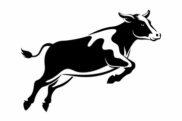 cow jumping line art silhouette vector illustration